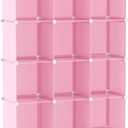 AWTATOS Cube Storage Organizer Protable Closet Organizers and Storage for Kids DIY Stackable 12 Cube Storage Shelves Clothes Organizer for Bedroom, Home, Pink