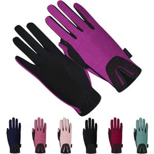 Thapower Women Horse Riding Gloves Winter Equestrian Horseback Gloves Lady Youth Girl Outdoor Star Pattern Mitts Perfect for Biking Cycling Gardening (Small (Adult), Purple)