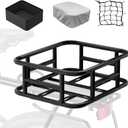 Bike Basket Rear with Cargo Net and Liner Large Bicycle Basket Electric Bicycle Basket Rear Ebike Large Rear Bike Basket Rack with Waterproof Cover Cargo Net