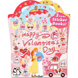Walenced Reusable Sticker Book for Toddlers, Stickers for Kids, Toddler Sticker Book, Toddler Craft Activities, Toddler Travel Toys Boy Girl Birthday Gifts - Valentines