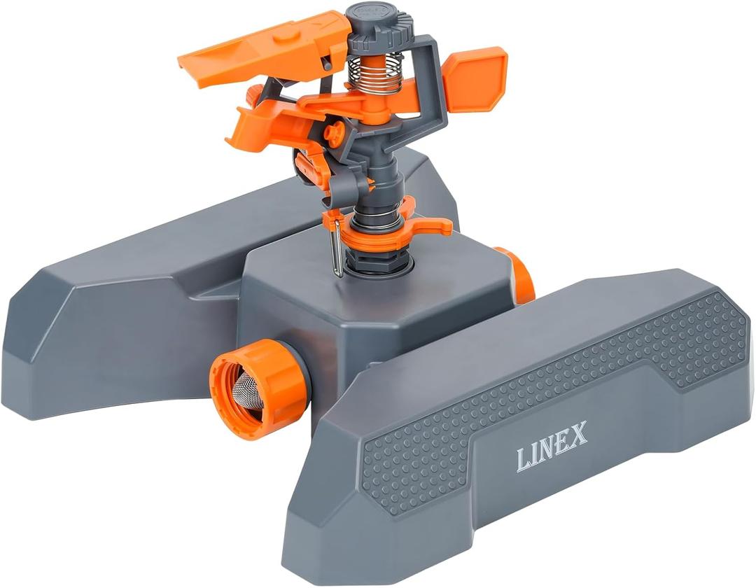 LINEX Impact Water Sprinklers for Yard and Lawn, Adjustable 360 Degree Impulse Sprinkler for Large Area Coverage