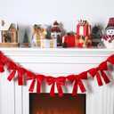 VitalCozy 6 ft Christmas Red Velvet Bows Garland Pre-strung Christmas Garland Banner with 10 Bows Xmas Decor for Tree Mantel Fireplace Cabinet Stair Bedroom Living Room Home Indoor Holiday Decoration