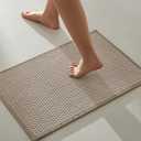 TYUU Bathroom Rugs Non Slip Washable, Super Absorbent Thin Bath Mat Small Quick Dry Low Pile Bathroom Rug, Beige 16"x24"