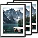 Hongkee 18x24 Frame Set of 3 - Display 16x20 Photo with Mat or 18 x 24 Poster without Mat, Wall Mounting Horizontal and Vertical, Black