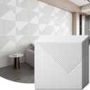 WOWSTAR 12-Pack 3D Wall Panels 19.7" x 19.7", White Slat Wall Panels for Interior Wall Decor, Modern Wall Covering for Living Room, Bedroom & Office, 12"x12"