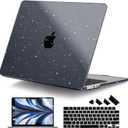 Compatible with MacBook Air 13 inch Case M5 M4 M3 M2 2026 2025 2024-2022 A3449 A3240 A3113 A2681, Glitter Bling Plastic Hard Shell & Keyboard Cover for MacBook Air 13.6 inch, Sparkly Black