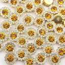 50pcs Crystal Flower Shape Rhinestone Buttons for DIY Jewelry Accessories Clothing Shoes Bags Yellow 11.8mm