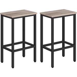 Bar Stools, Set of 2 Bar Chairs, Kitchen Breakfast Bar Stools with Footrest, 25.8" Dining Stools, Rectangular Industrial Bar Chairs, for Dining Room, Kitchen, Greige BAHG0101Z (25.8 Inch, Greige and Black)