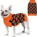 KYEESE Halloween Dog Sweater Pumpkin Style with Leash Hole Turtleneck Doggie Sweater Warm and Snug Knitwear Orange Knit for Small Dogs Girl Soft Halloween Pet Outfit Dog Clothes Boy, X-Large