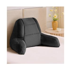 Reading Pillows for Sitting in Bed Adult, Back Pillow for Bed Sitting Up, Backrest Pillows with Shredded Foam for Adult&Teens, Support Pillow with Arms for Beds, Couch, Floor, 18in, Black