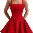 DAAWENXI Women's Sexy Sleeveless Square Neck Mini Dress Bodycon Party Club Tank Short Dresses, Small