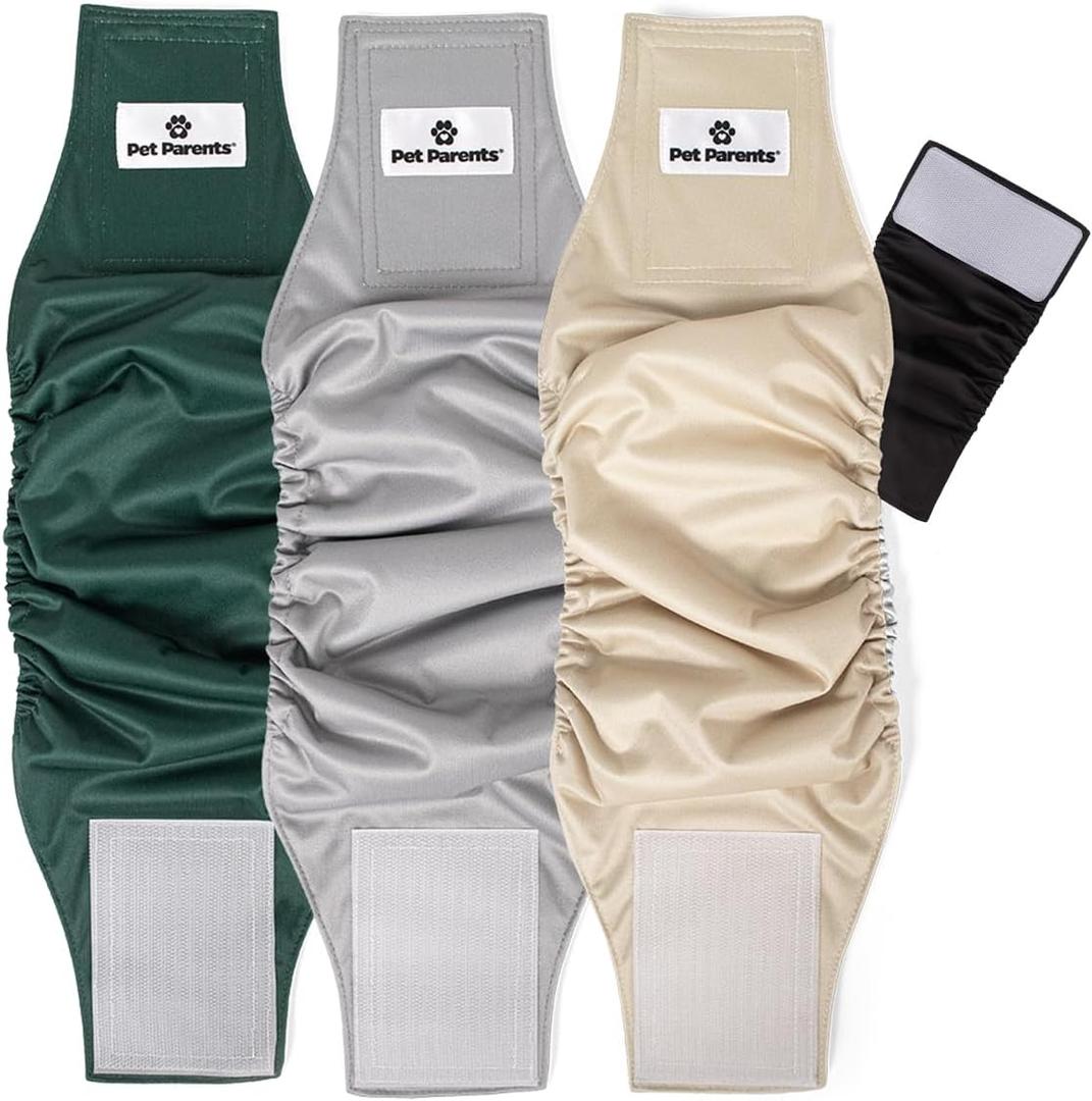 Pet Parents Washable Belly Bands for Male Dogs (3pack) + Extendrs of Durable Dog Diapers Male, Premium Male Dog Diapers & Dog Wraps (Medium, Spruce)