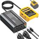 300W Power Inverter Compatible with Dewalt 20V Battery - DC 20V to AC 110V Battery Converter, Portable Power Station with PD 65W Type-C Fast Charging & 2 AC Outlet & 2 USB-A & 1 Type-C 20W