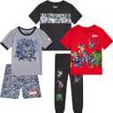 Marvel Spiderman Boys Pants Set - 5 Piece Short Sleeve Tees, Graphic Shorts, and Boys Joggers for Toddlers & Little Kids (4T)