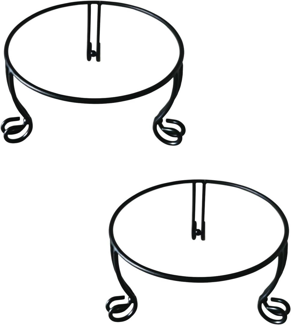 2 Pack Metal Gazing Ball Stand for 10 or 12 Inch Outdoor Garden Gazing Globes,Metal Display Stand for Plant or Flowerpot Holder,Birdbath Bowl Stand 5 Inch Tall,Black