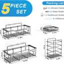 EUDELE 5-Pack Rustproof Stainless Steel Shower Caddy No Drill Adhesive Bathroom Organizer with Large Capacity, Spacious Shower Shelves for Inside Shower, Kitchen & Home Decor Storage-XL Size