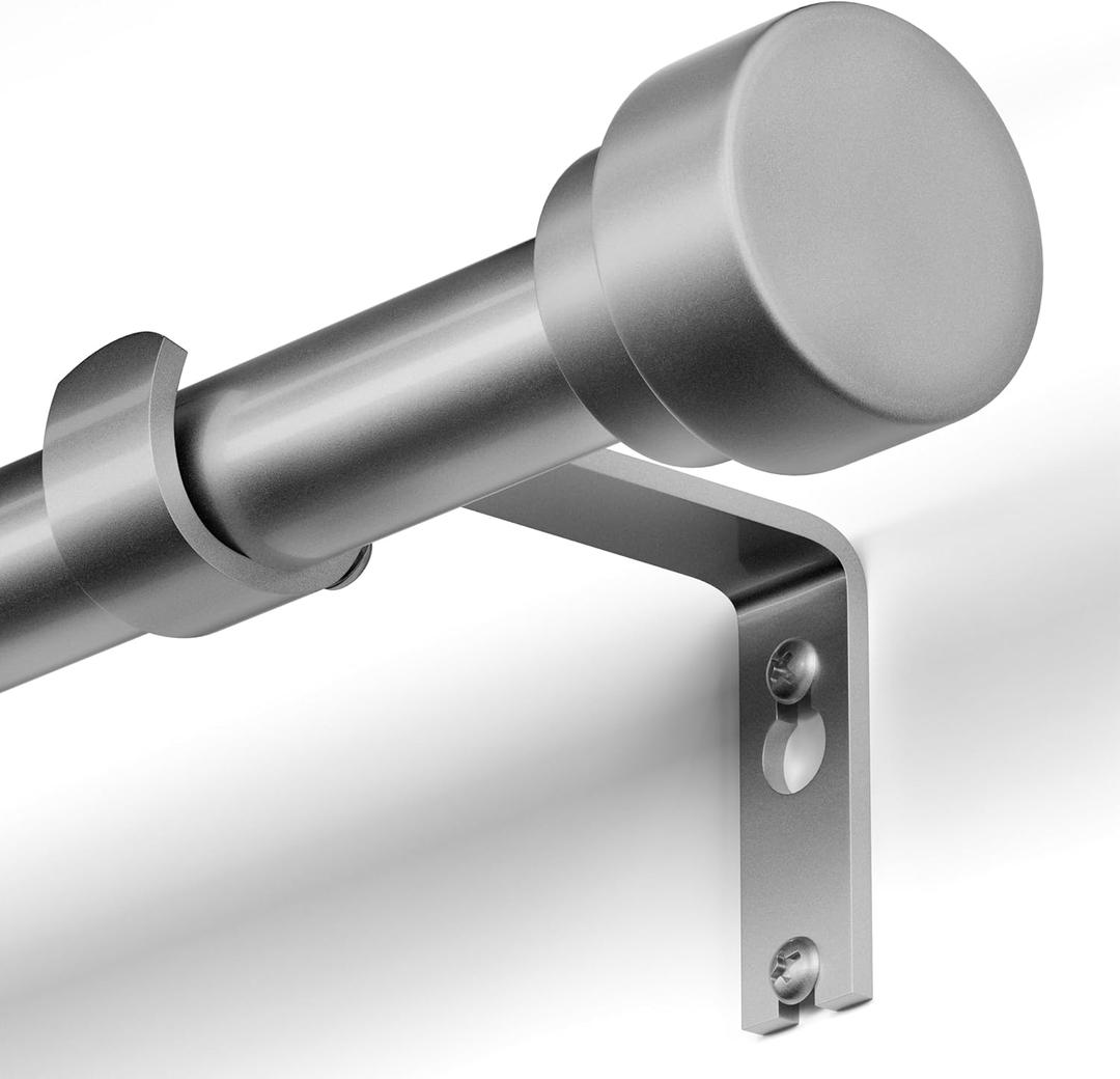 Oneach Silver Curtain Rods for Windows 48 to 84 Inch, 1 Inch Pole Adjustable Length Heavy Duty Metal Curtain Rod Set, for Outdoor Bedroom Kitchen Living Room (16 to 88 Inch)