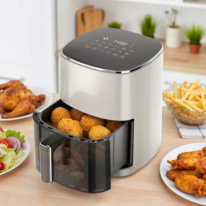 TINKLE WELL Air Fryer, 6-Quart 12-in-1 Multi-Cooker with Viewing Window for Oil-Free Frying, Baking & Dehydrating, Up to 400°F, Beige
