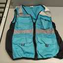 TCCFCCT Safety Vest for Women 11 Pockets Mesh Reflective Vest with Zipper, High Visibility Neon Construction Work Vest for Lady Workers/Drivers, Snug-Fit & Durable, ANSI Compliant, Malachite Blue M