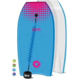 BPS New Zealand Shaka Body Board for All Wave Conditions - Lightweight with EPS Core, HDPE Slick Bottom, Body Boards for Beach with Wrist Leash and Plug for Kids and Adults - All Skill Levels (33 Inch, 10 Blue Magenta)
