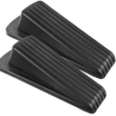 Door Stoppers for Bottom of Door on Floor, Premium Rubber Door Stopper Wedge, Floor Sturdy Stackable Door Stops for Carpet Heavy Duty Door, Door Gaps (Black, 2 Pack)