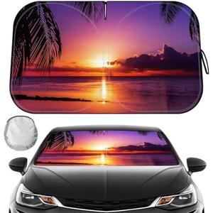 Windshield Sun Shade, Foldable Purple Sunset Vehicle Windshield Protecion Heat Reduction Front Windshield Sun Shade Blocks UV Rays for Car