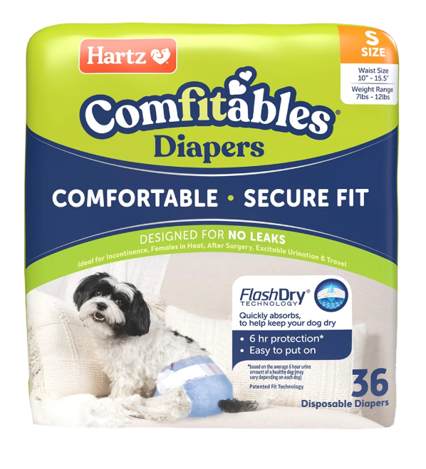 Hartz Disposable Dog Diapers,  Comfortable & Secure Fit, Easy to Put On, Size Small 36 count,