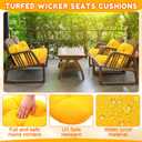 Wenqik 5 Pcs Outdoor Wicker Chair Cushions Set with 1 Loveseat 44 x 19 in Weatherproof and 4 U Shaped Cushions for Wicker Patio Furniture Porch Swing Bench Seat Sofa Couch(Yellow)