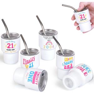 21st Birthday Shot Glass with Lids and Straws, 3 oz Stainless Steel Sublimation Mini Tumblers, 21st Birthday Gifts for Him or Her for Drink Cocktail Bar Beach Party Decorations (6 Packs) 21st Birthday Shot Glass with Lids and Straws, 3 oz Stainless Steel Sublimation Mini Tumblers, 21st Birthday Gifts for Him or Her for Drink Cocktail Bar Beach Party Decorations (6 Packs)