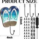 Novabright 3 Pcs Flip Flops Wall Hooks Wooden Summer Coastal Decor Beach Theme Towel Hooks for Hanging Coat Wall Mounted Decorative Rack Hangers for Beach Swimming Pool Bathroom Bedroom Decoration