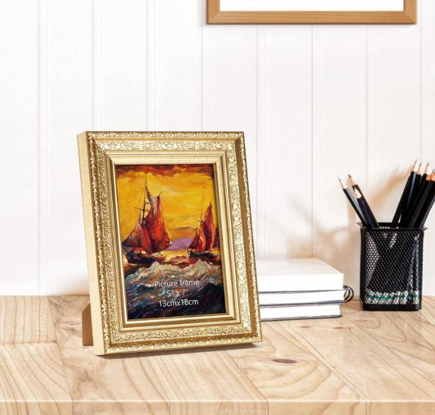 Edenseelake 5x7 Picture Frames Pack 1 Vintage Gold Photo Frame 5 by 7 for Tabletop or Wall Display
