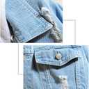 DOSLAVIDA Men's Distressed Denim Jacket Unisex Button Down Jean Coat Casual Long Sleeve Trucker Hooded Jackets Outwear (Black, XL)