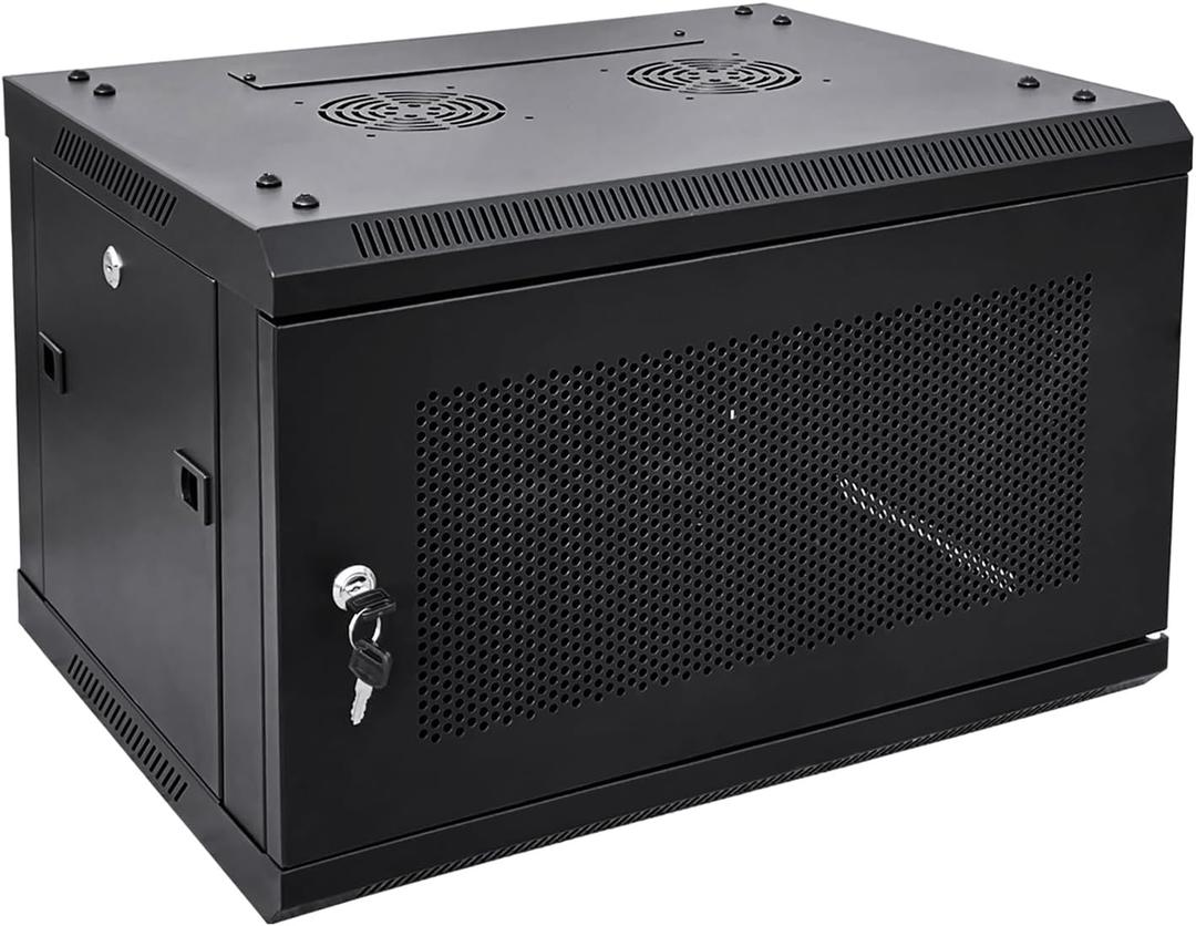 NETECABLE 6U Wall Mount Server Cabinet Network Rack Vented Enclosure Locking Door