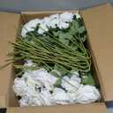 Hananona 50 Pcs Artificial Roses in Bulk, Fake Velvet Silk White Roses Realistic White Roses for Wedding Centerpieces Flower Arrangement Home Decor (50, White)