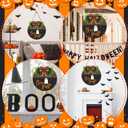 Halloween Sign for Front Door Halloween Wooden Hanging Sign Boo Ghost Sign with Bow Halloween Door Wreath Hanger for Front Porch Outdoor Home Wall Decor