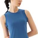 Women's Open Back Workout Tops - Sleeveless Yoga Tank Tops for Women, Moisture-Wicking Athletic Shirts for Running (Blue, L)