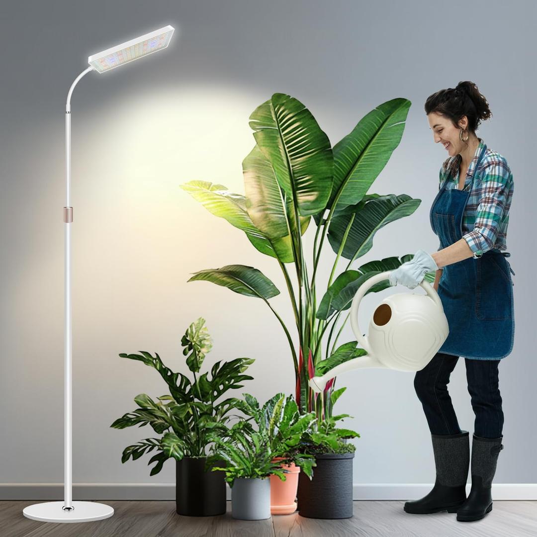 Wiaxulay Grow Lights for Indoor Plants, 153 LED Full Spectrum Plant Grow Light Floor Standing, Height Adjustable 2468 in,4/8/12/16H Timer,3 Lighting Modes,5 Brightness for Growing Large Tall Plants