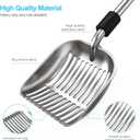 Depets Cat Litter Scoop, Metal Litter Scooper with Deep Shovel, Detachable Long Handle Cat Litter Sifter with Holder, Large Durable Cat Litter Shovel with Foam Pad Grip for Easy Sifting