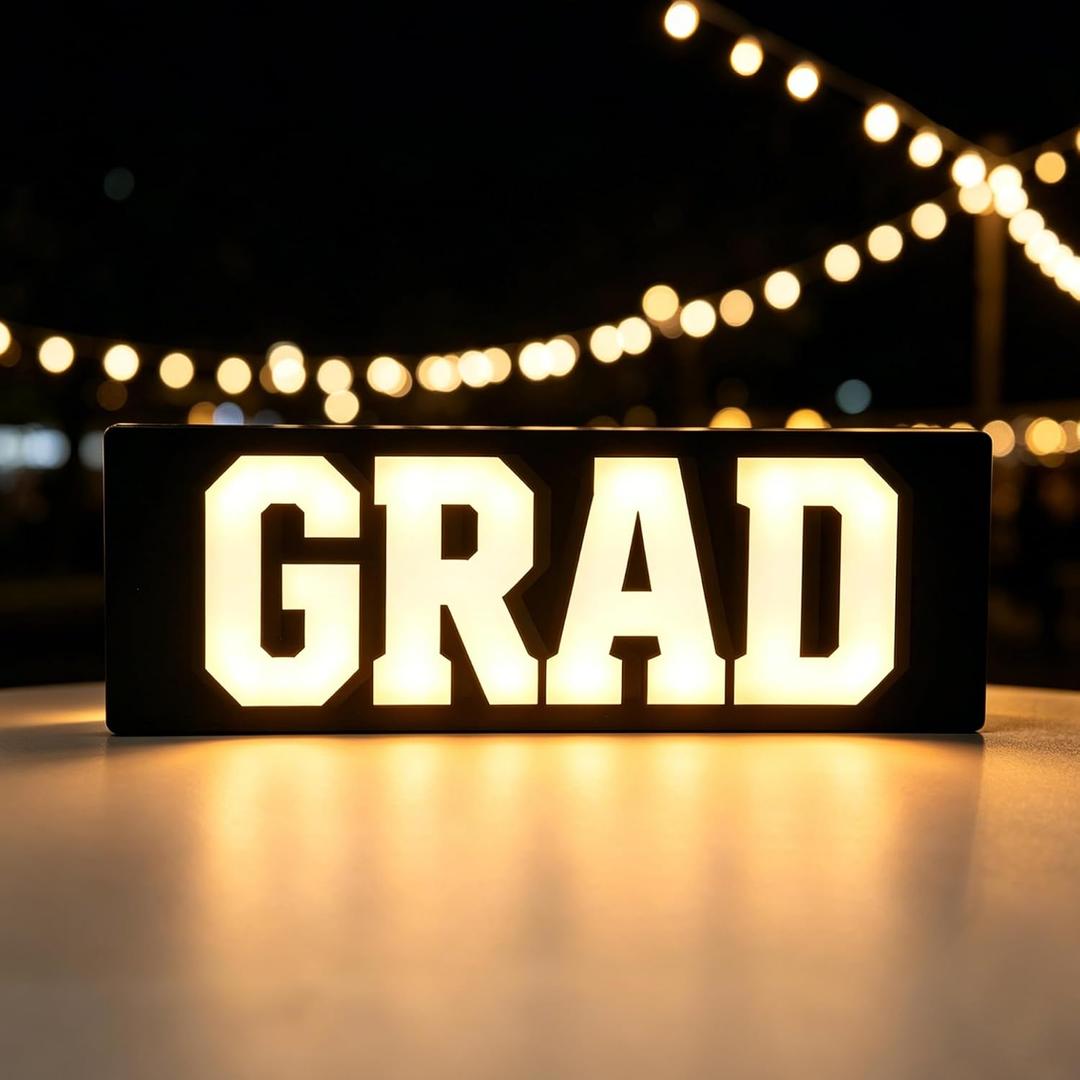Class of 2026 Graduation GRAD LED Sign Light, USB Powered Graduation Cap Night Light for 2026 Grad Party Decor, Bedroom, Desk, Graduation Gift
