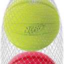 Nerf Dog Classic Squeak Ball Outdoor Dog Toy, 3.8 Inch Dog Ball Fetch Toy, Squeaking Toy for Medium and Large Breeds, Green/Red, 2 Count