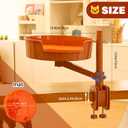 Cat Bed Desk with Pet Mat, Cat Hammock for Desk with Bowl, 360 Rotation and Adjustable Height, Orange