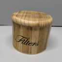 Coffee Filter Holder, Wooden Coffee Filter Storage with Lid, RoundCoffeeFilterContainer for Counter, Rustic Bar Accessories Holder Decor (Natural)