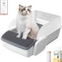 Self-Cleaning Litter Box, Automatic Cat Litter Box, Robot Open Top Litter Box, Scooper Free with Smart App Control, Anti-Pinch, Odor Free Waste Disposal, Spacious for Multiple Cats (Litter not Included)