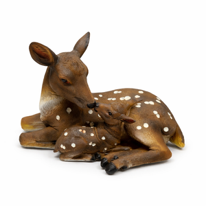Deer Statues Realistic Buck Stag Reindeer with Baby Animal Outdoor Sculpture Garden Yard Lawn Ornaments Figurine Model Art Craft Indoor Vintage Love Decor