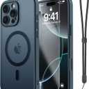 Janmitta Magnetic for iPhone 16e/17e Case,with Screen Protector+Wrist Strap,Compatible with MagSafe,Camera Protection,Military Grade Drop Protection,Slim Translucent Matte Phone Cover,Navy Blue
