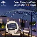 15ft Double Sided Patio Umbrella with Solar Lights, Outdoor Large Umbrellas with Crank Handle and 36 LED Lights, Rectangular Market Umbrella with Base Included for Deck Pool Shade (With Base)