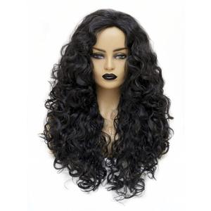 28 Inches Long Wavy Wigs for Women Black Natural Curly Synthetic Wig Fluffy Costume Wig