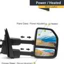 TOEMIRR Towing Mirrors fit for Ford F250 F350 F450 F550 Super Duty 2017 2018 2019 2020 Heated Power Temperature Sensor Turn Signal Auxiliary Light Manual Telescopic Black Tow Mirrors Rearview Mirrors, Large