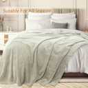 TOONOW Fleece Blanket Textured Fuzzy Plush Throw Blanket Twin Size 60" x 80", Super Soft Fluffy Bed Blanket Geometric Pattern Comfy Microfiber Flannel Blankets for Couch, Bed, Sofa, Pumice Stone