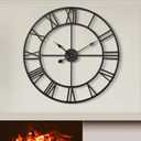 LEIKE 80CM Extra Large Wall Clock - 31" Oversize Modern Black Metal Roman Numeral Nearly Silent Little Ticking Battery Operated Wall Clocks for Living Room, Kitchen,Bedroom Farmhouse Home Decor (32 Inch)